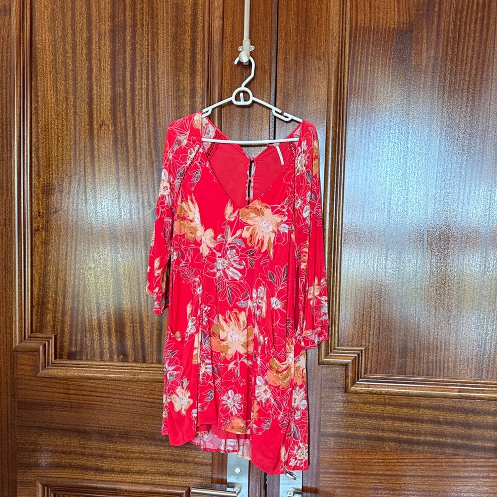 Free People Red Floral Mini Dress